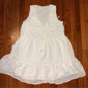 CUPSHE NWT White Embroidered Tassel Ruffle Mini Dress Size L